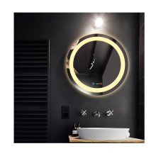 round glass with time display multifunction Led bath customized mirror